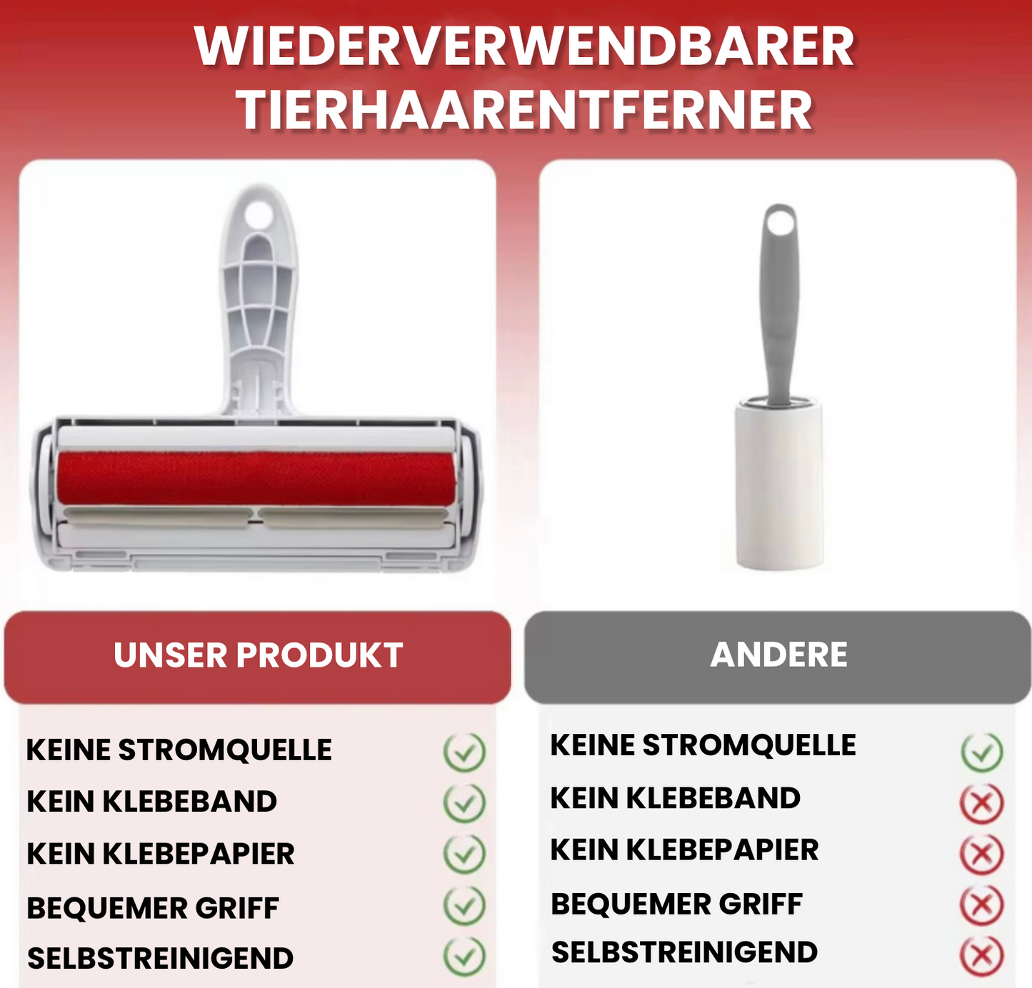 Die Tierhaarentfernungsrolle mit selbstreinigender Basis