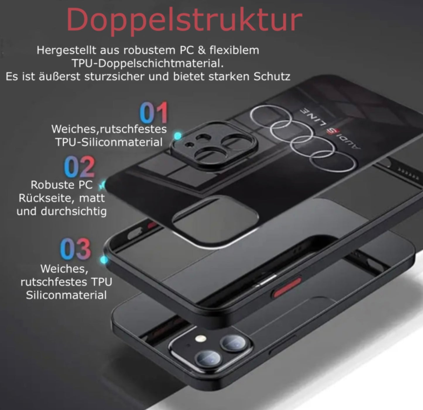 Audi Handyhülle für Apple iPhone 11-16